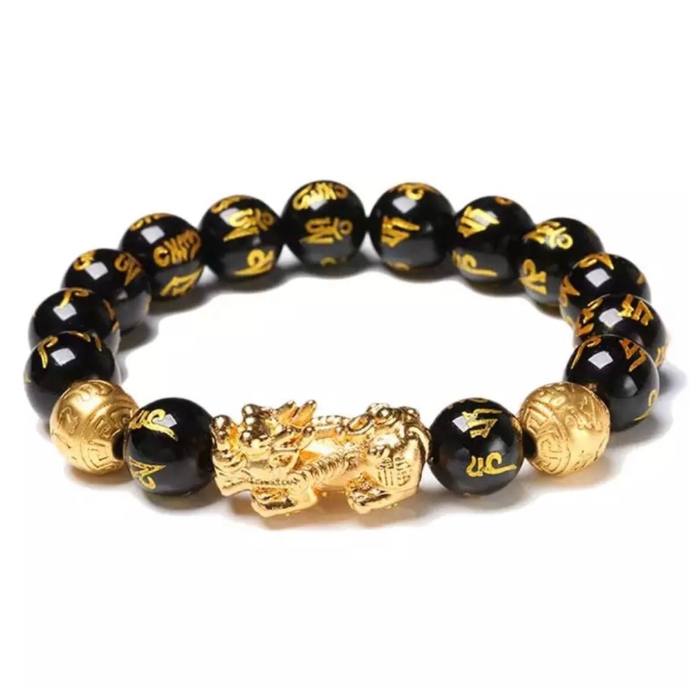 Pixiu-B Good Fortune Black & Gold Unisex Bracelet - Picture 5 of 8